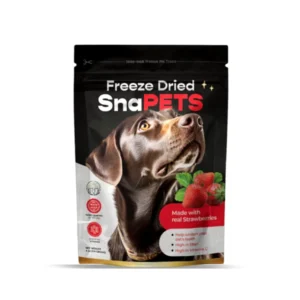 Package of Garden SnaPets Strawberry pet treats with an image of a dog